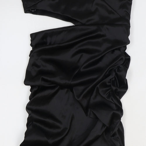 Missguided Womens Black Polyester Bodycon Size 10 V-Neck Zip