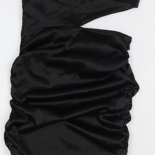 Missguided Womens Black Polyester Bodycon Size 10 V-Neck Zip