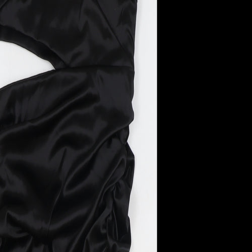 Missguided Womens Black Polyester Bodycon Size 10 V-Neck Zip