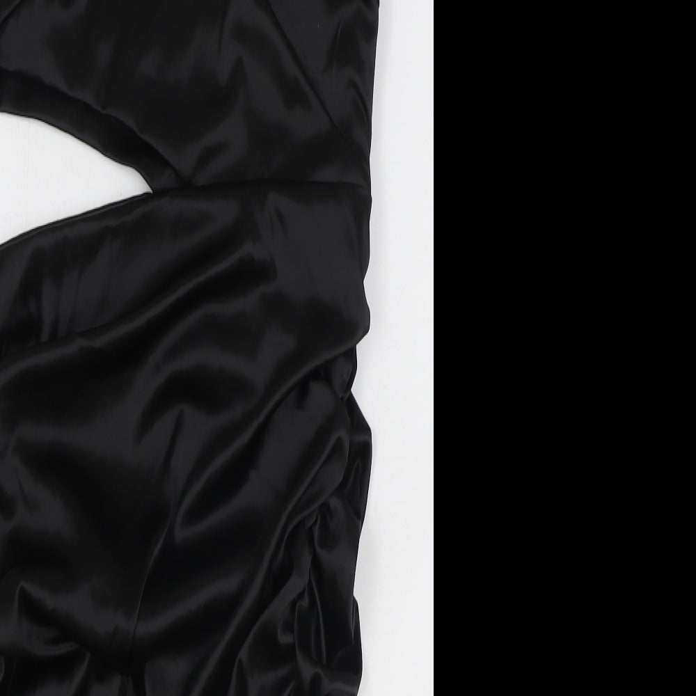 Missguided Womens Black Polyester Bodycon Size 10 V-Neck Zip