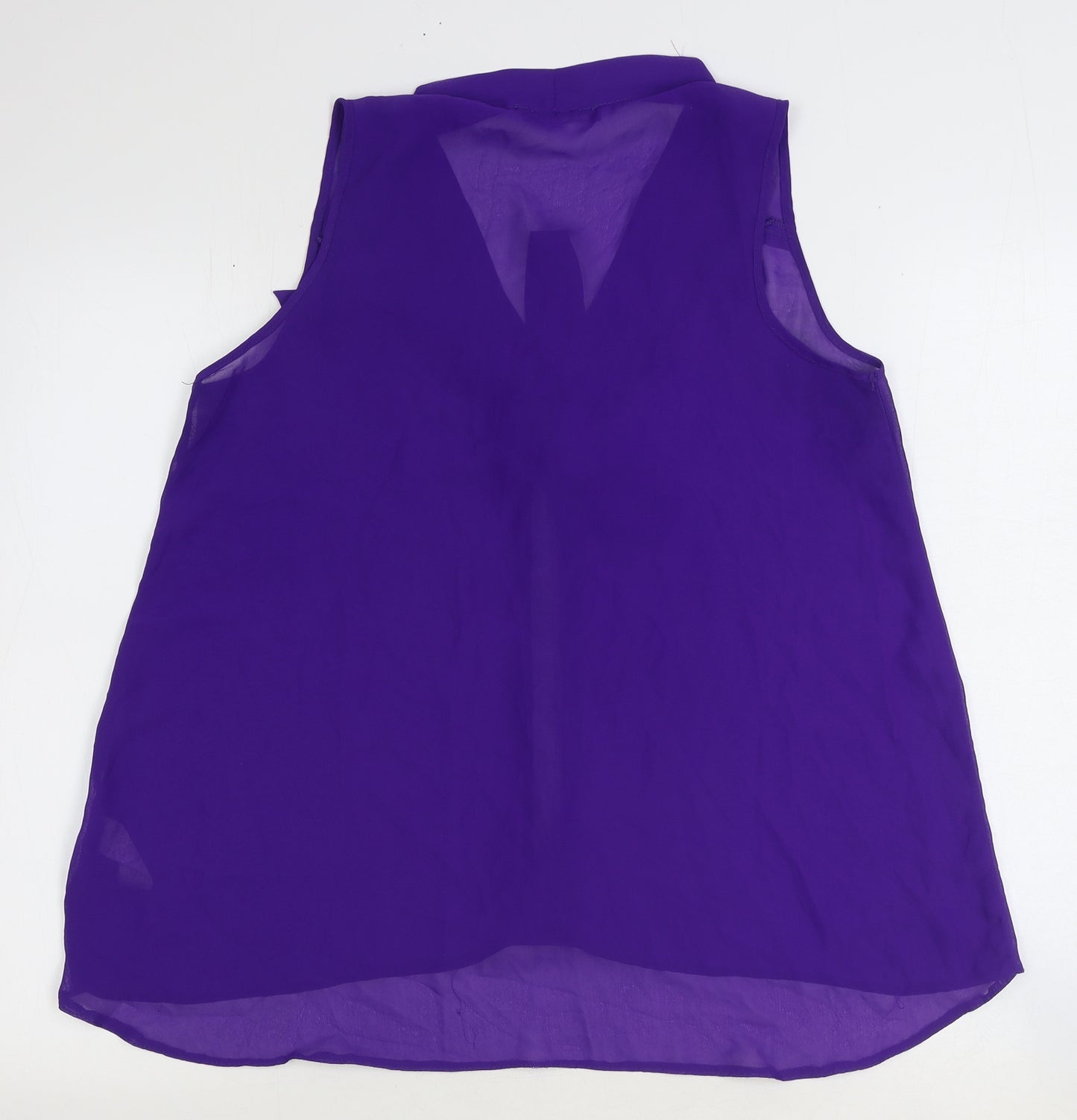 Primark Womens Purple Polyester Basic Blouse Size 12 V-Neck - Pussy Bow Neck