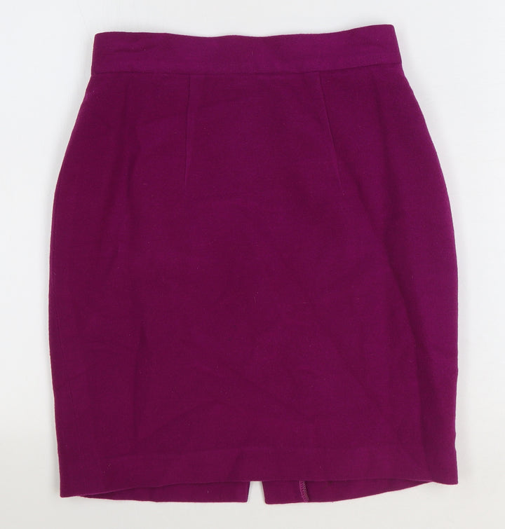 Nic Janik Womens Purple Wool Straight & Pencil Skirt Size 10 Zip