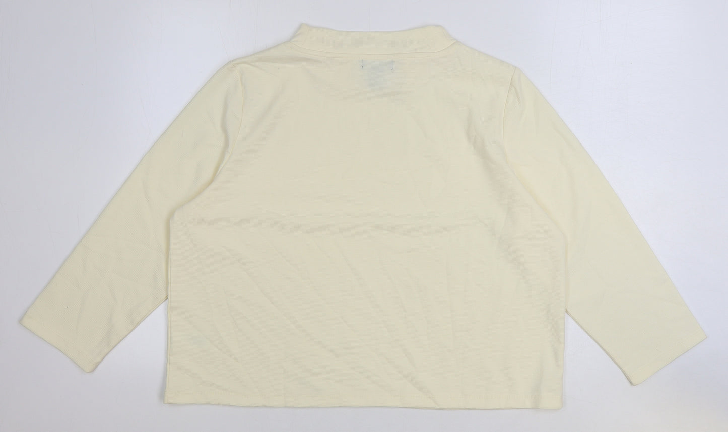 Jones New York Womens Ivory Mock Neck Polyester Pullover Jumper Size XL