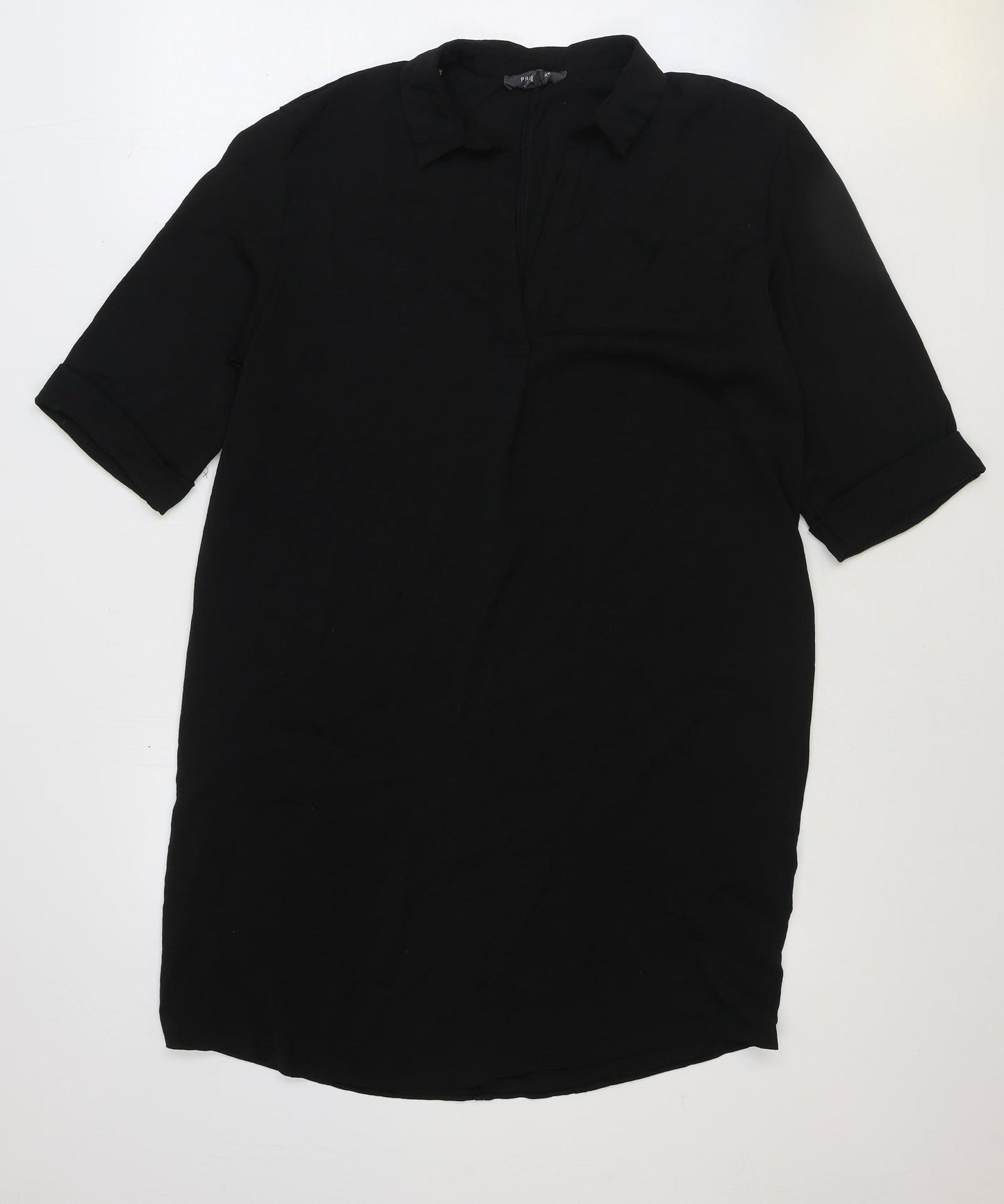 Primark Womens Black Polyester T-Shirt Dress Size 14 V-Neck Pullover