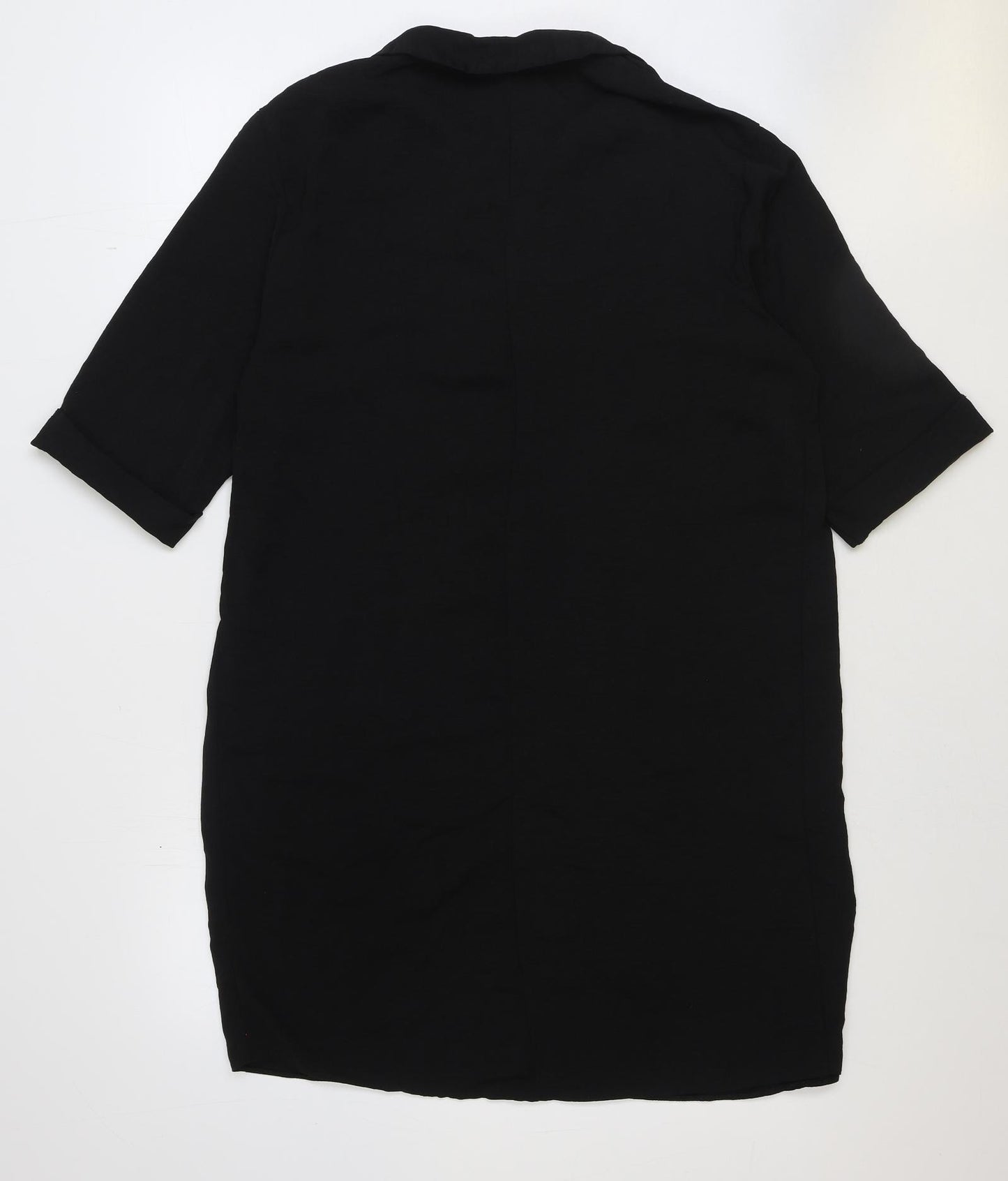 Primark Womens Black Polyester T-Shirt Dress Size 14 V-Neck Pullover
