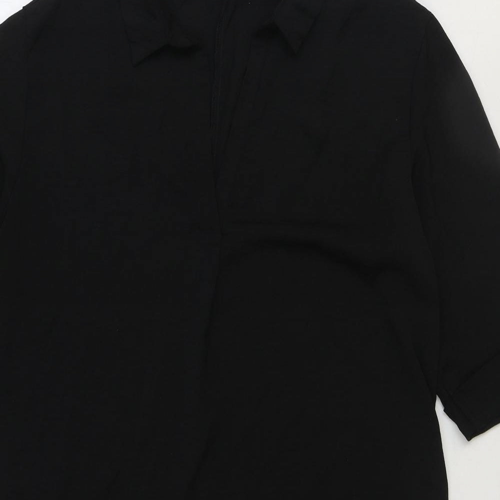 Primark Womens Black Polyester T-Shirt Dress Size 14 V-Neck Pullover