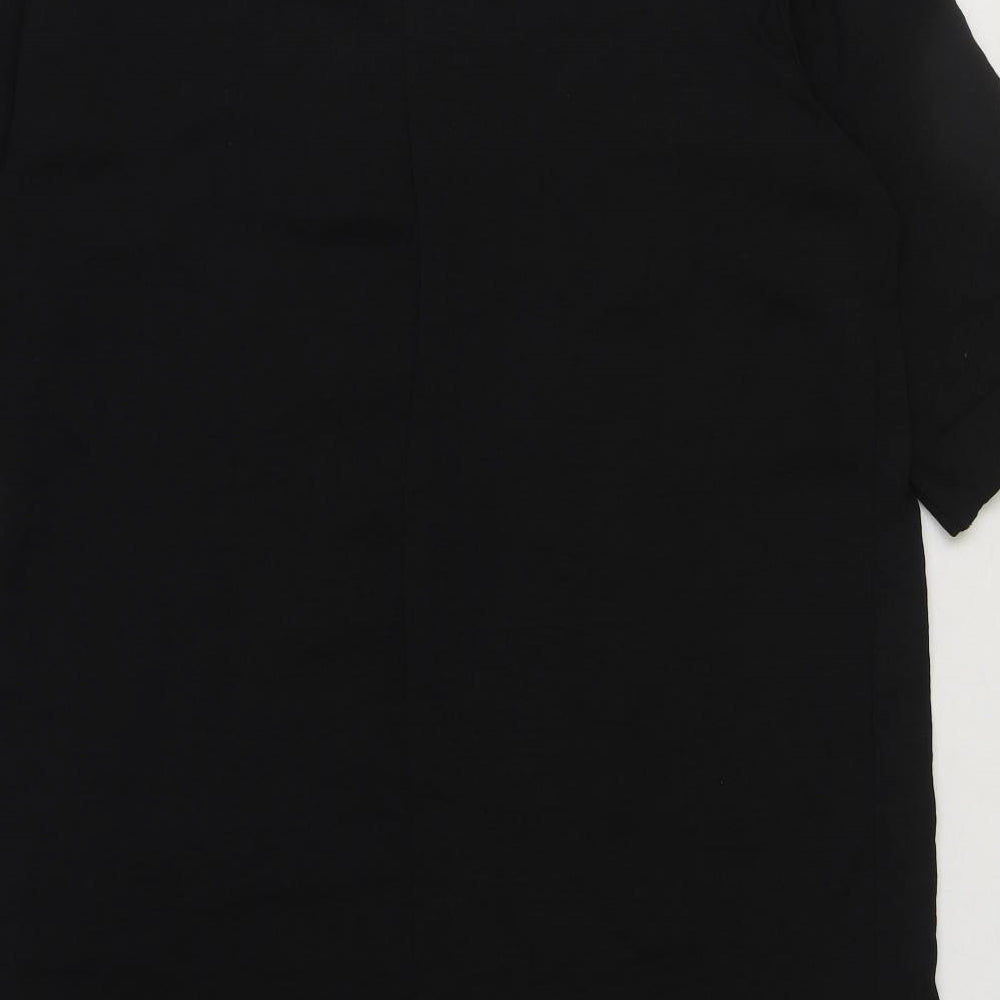 Primark Womens Black Polyester T-Shirt Dress Size 14 V-Neck Pullover