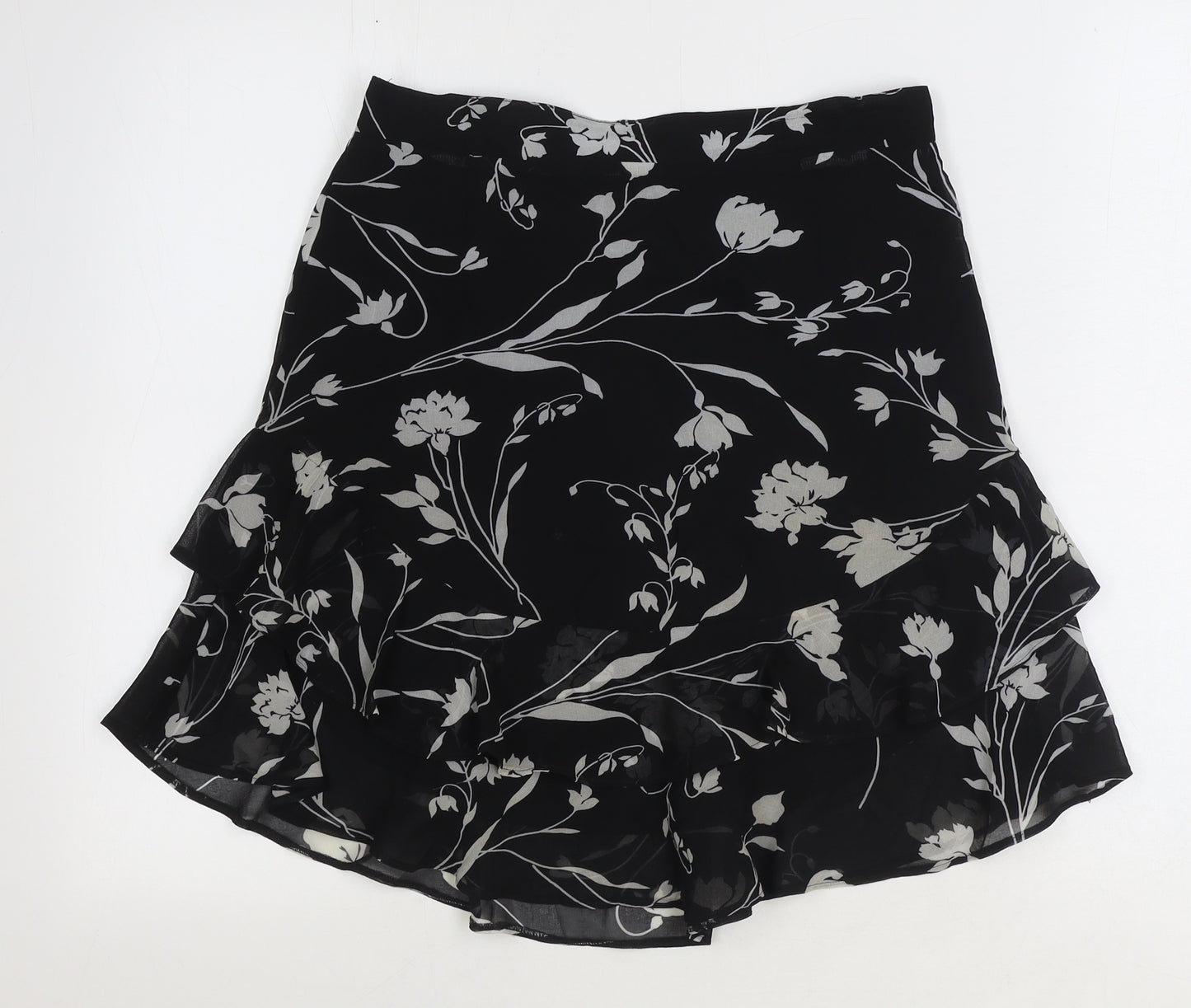 Papaya Womens Black Floral Polyester Trumpet Skirt Size 10
