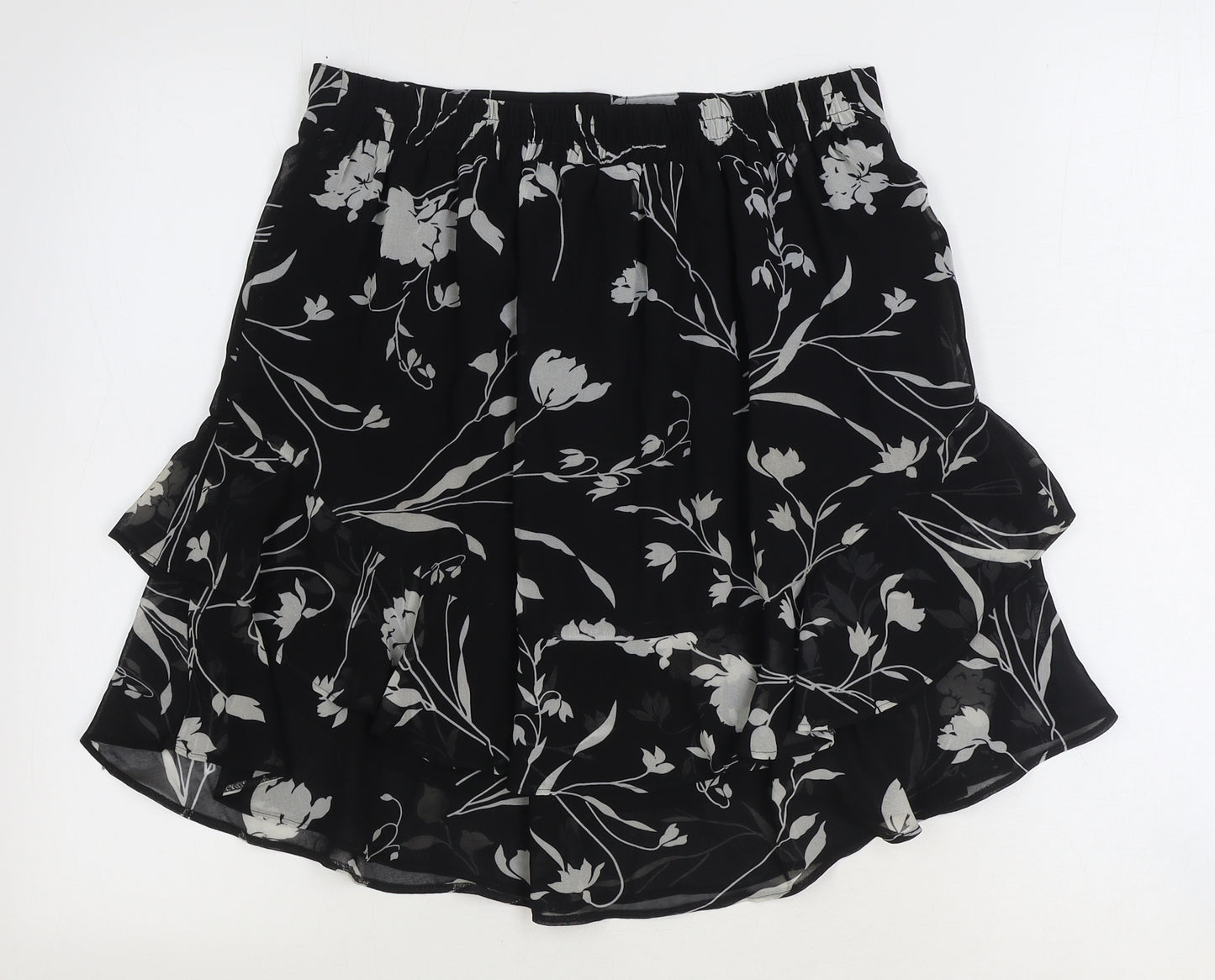 Papaya Womens Black Floral Polyester Trumpet Skirt Size 10