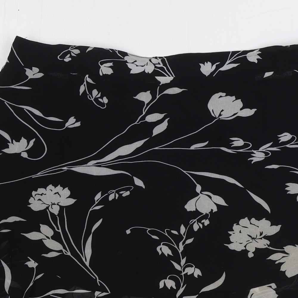 Papaya Womens Black Floral Polyester Trumpet Skirt Size 10
