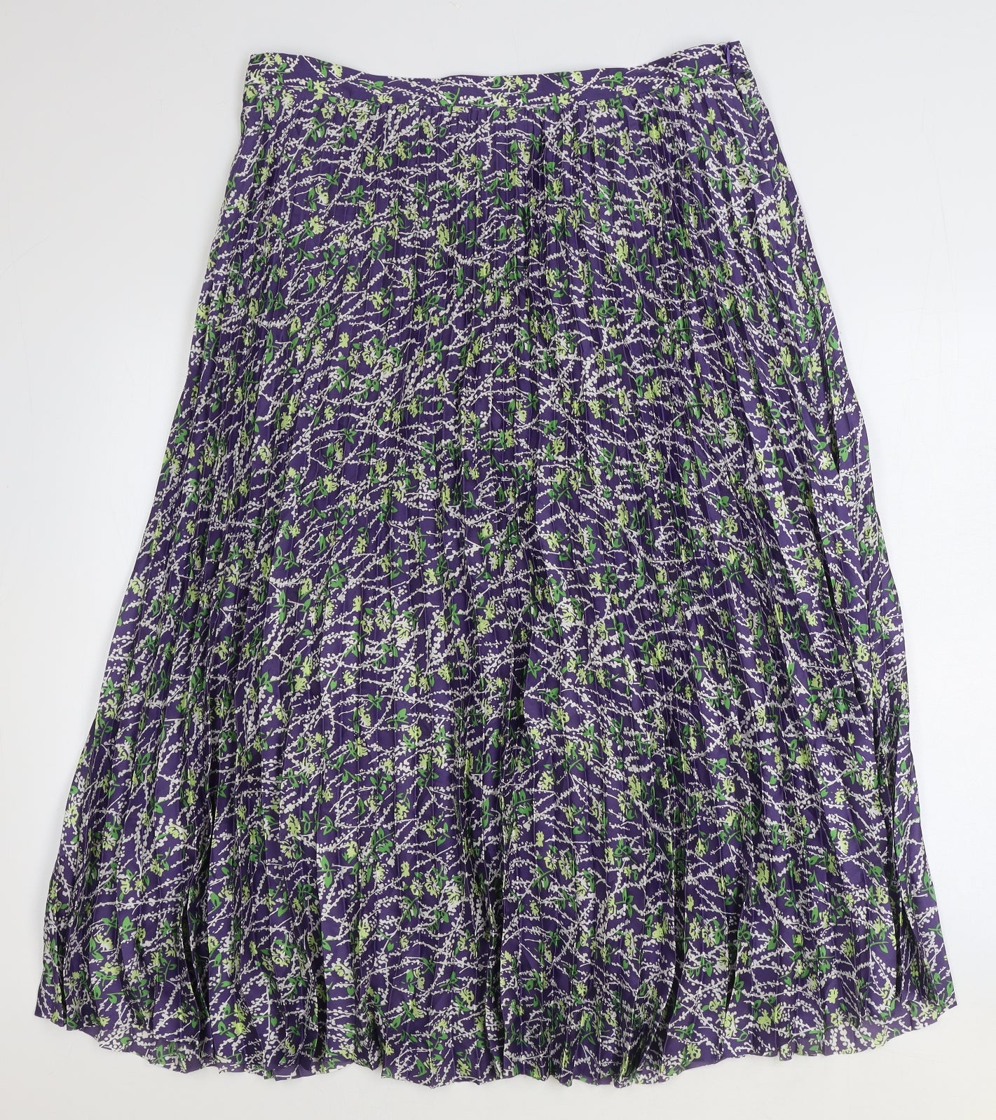 Marks and Spencer Womens Purple Geometric Polyester Swing Skirt Size 16 Zip
