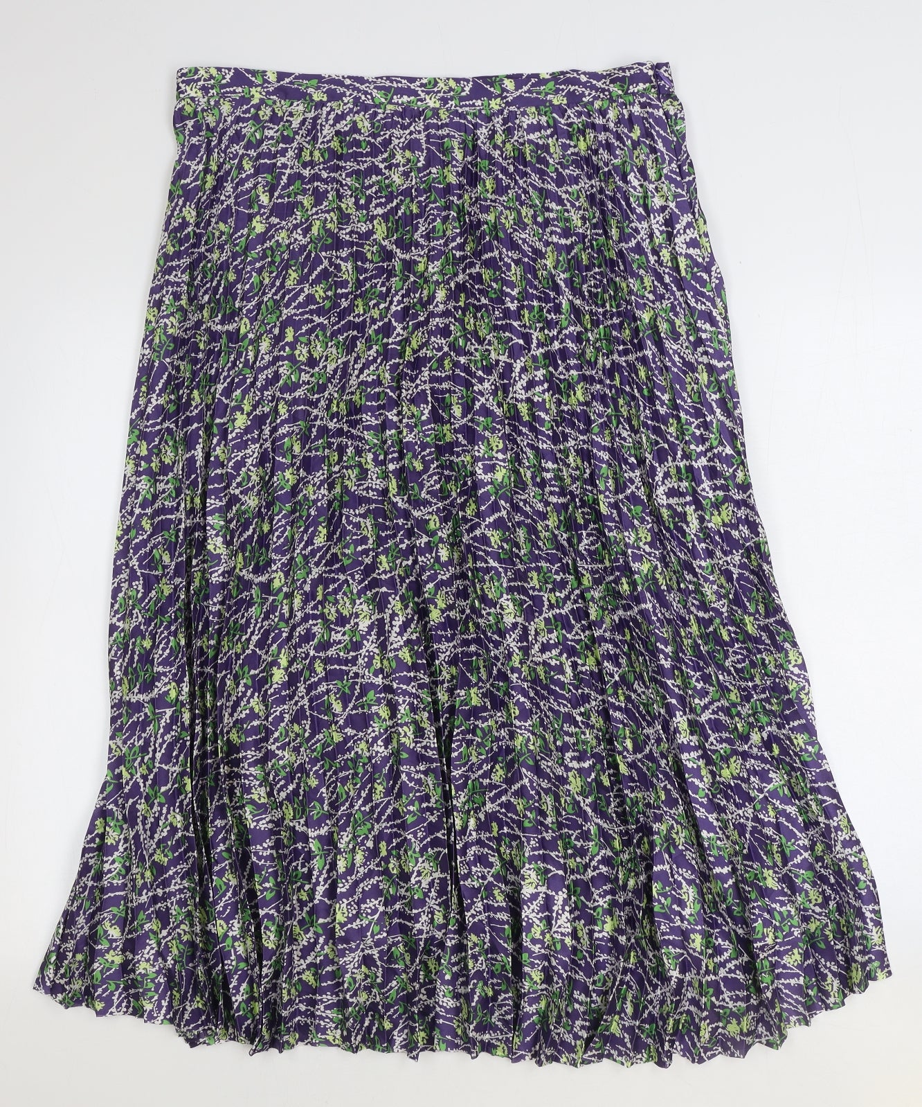 Marks and Spencer Womens Purple Geometric Polyester Swing Skirt Size 16 Zip