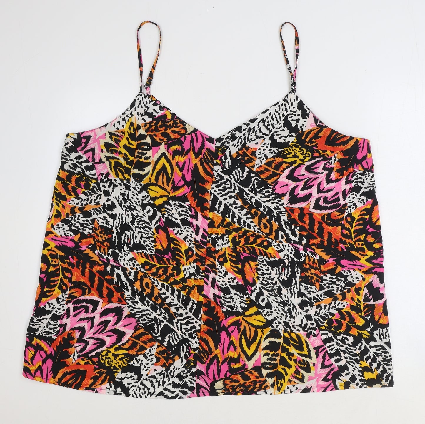 Pep&Co Womens Multicoloured Geometric Polyester Basic Tank Size 22 V-Neck