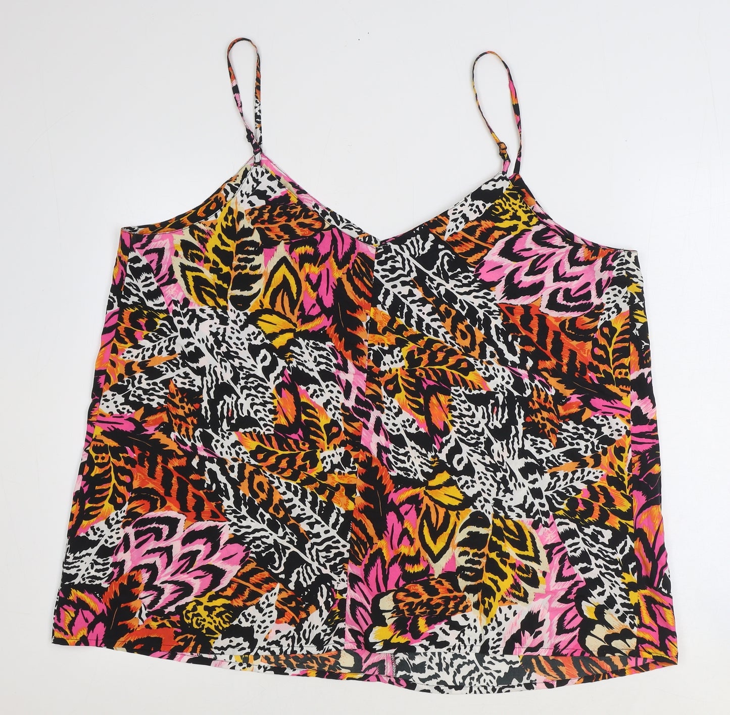 Pep&Co Womens Multicoloured Geometric Polyester Basic Tank Size 22 V-Neck