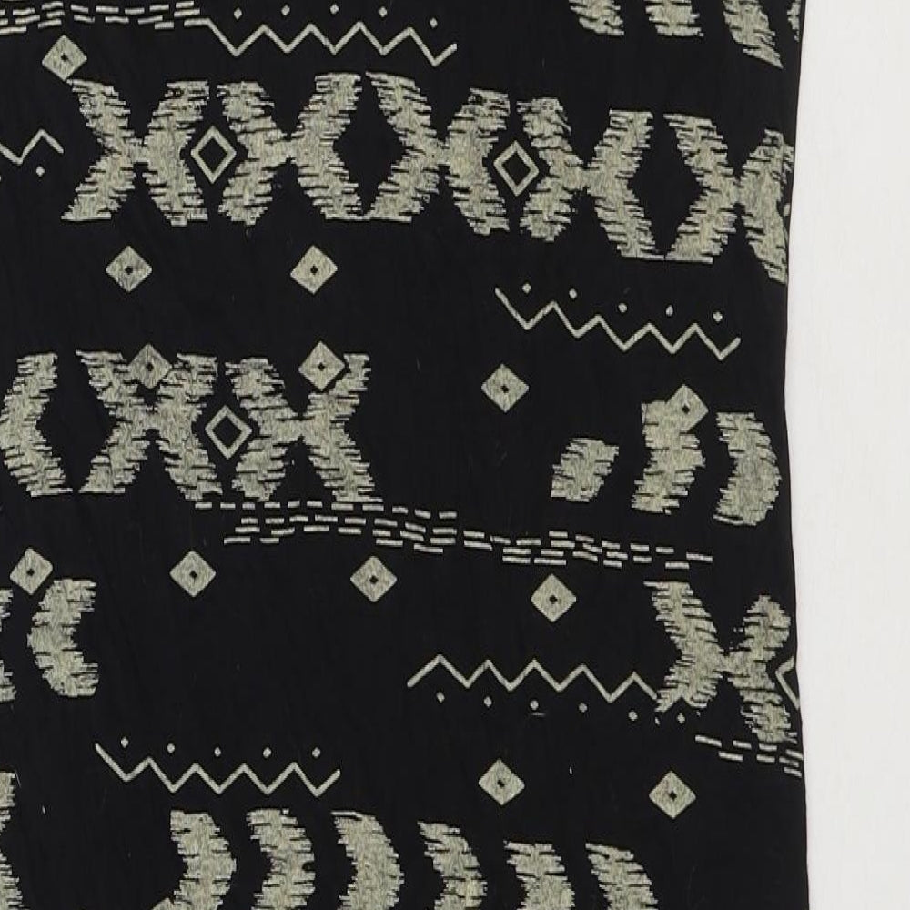 Primark Womens Black Geometric Polyester Pencil Dress Size 10 Boat Neck Pullover