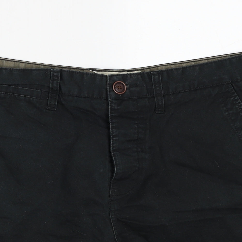 NEXT Mens Black Cotton Chino Shorts Size 36 in Regular Zip
