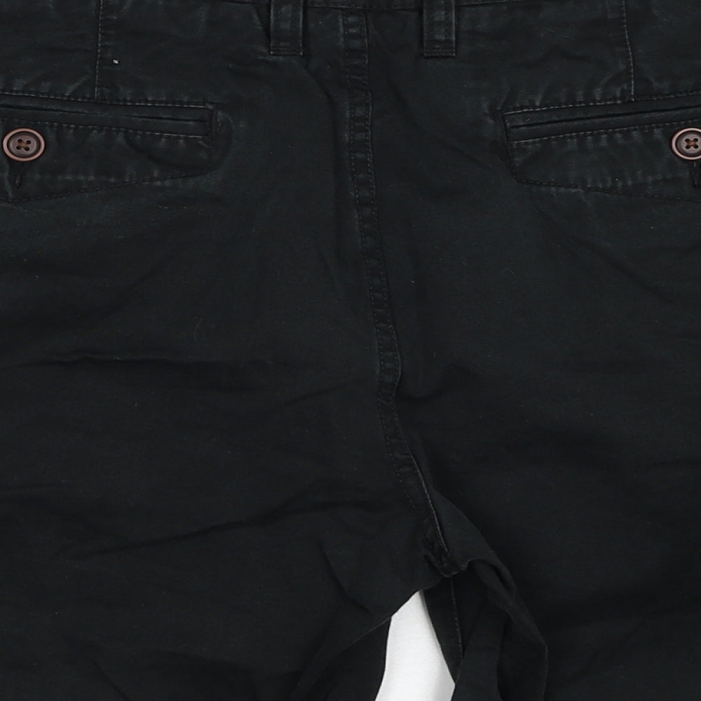 NEXT Mens Black Cotton Chino Shorts Size 36 in Regular Zip