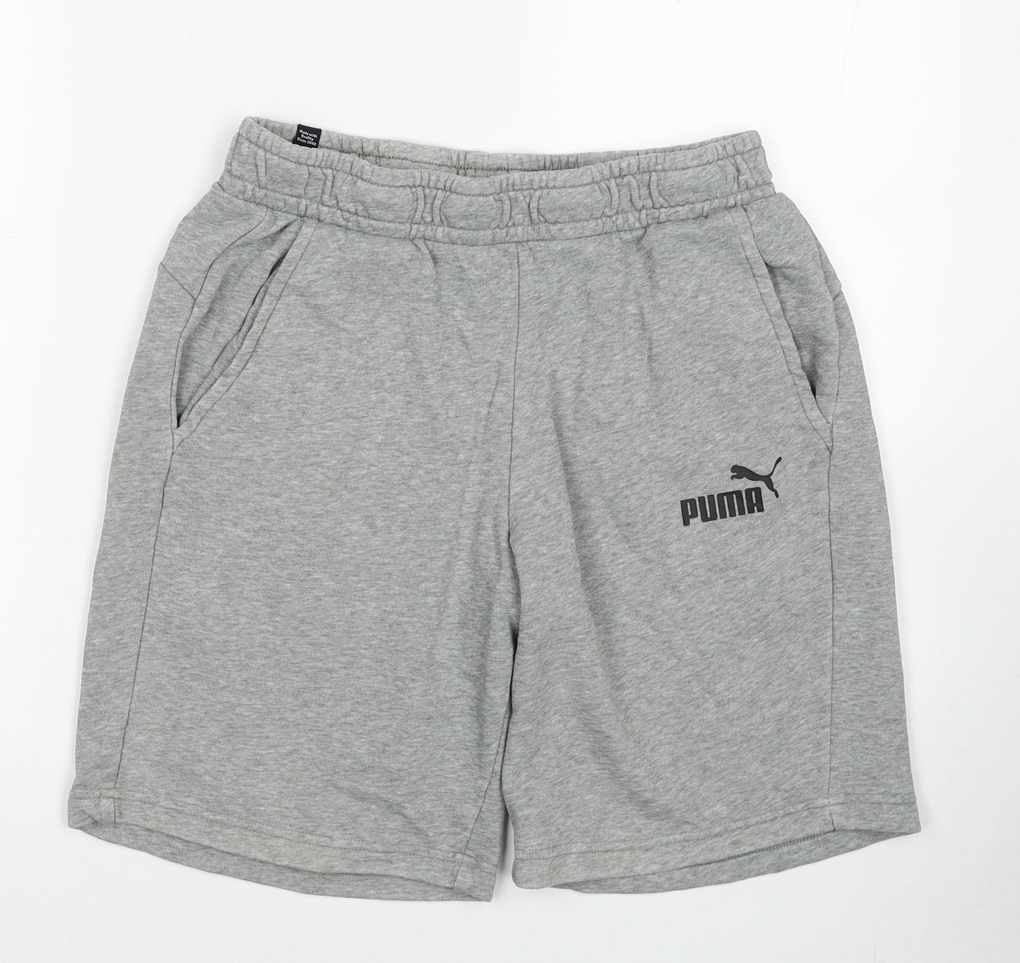 PUMA Mens Grey Cotton Sweat Shorts Size M Regular Drawstring
