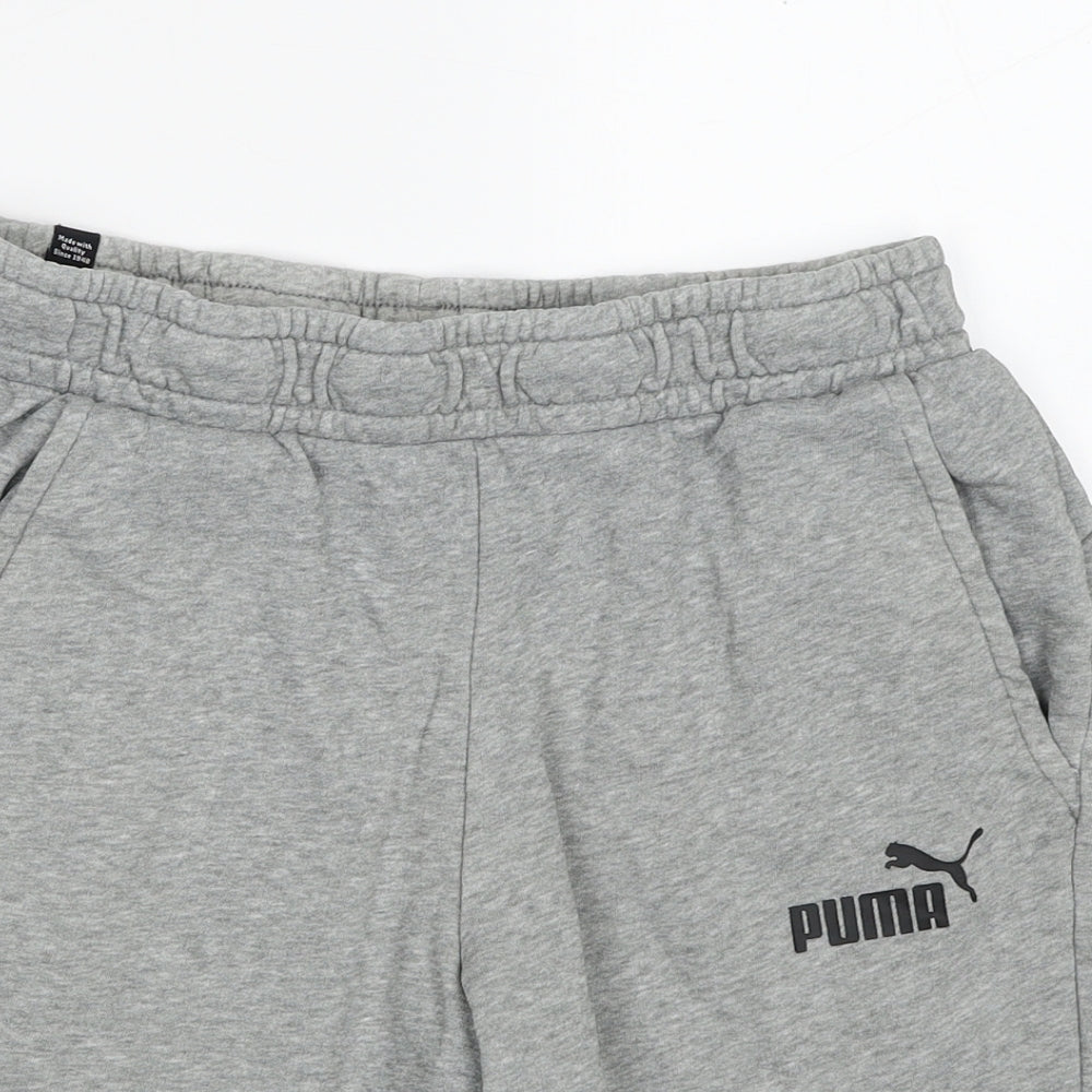 PUMA Mens Grey Cotton Sweat Shorts Size M Regular Drawstring
