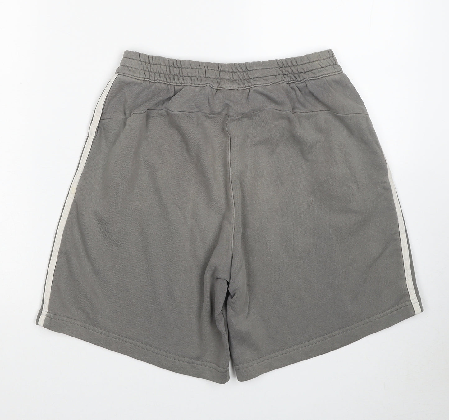 adidas Mens Grey Striped Cotton Sweat Shorts Size M Regular Drawstring