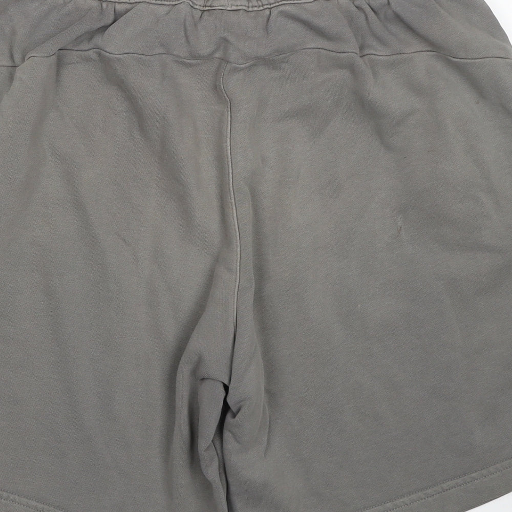 adidas Mens Grey Striped Cotton Sweat Shorts Size M Regular Drawstring