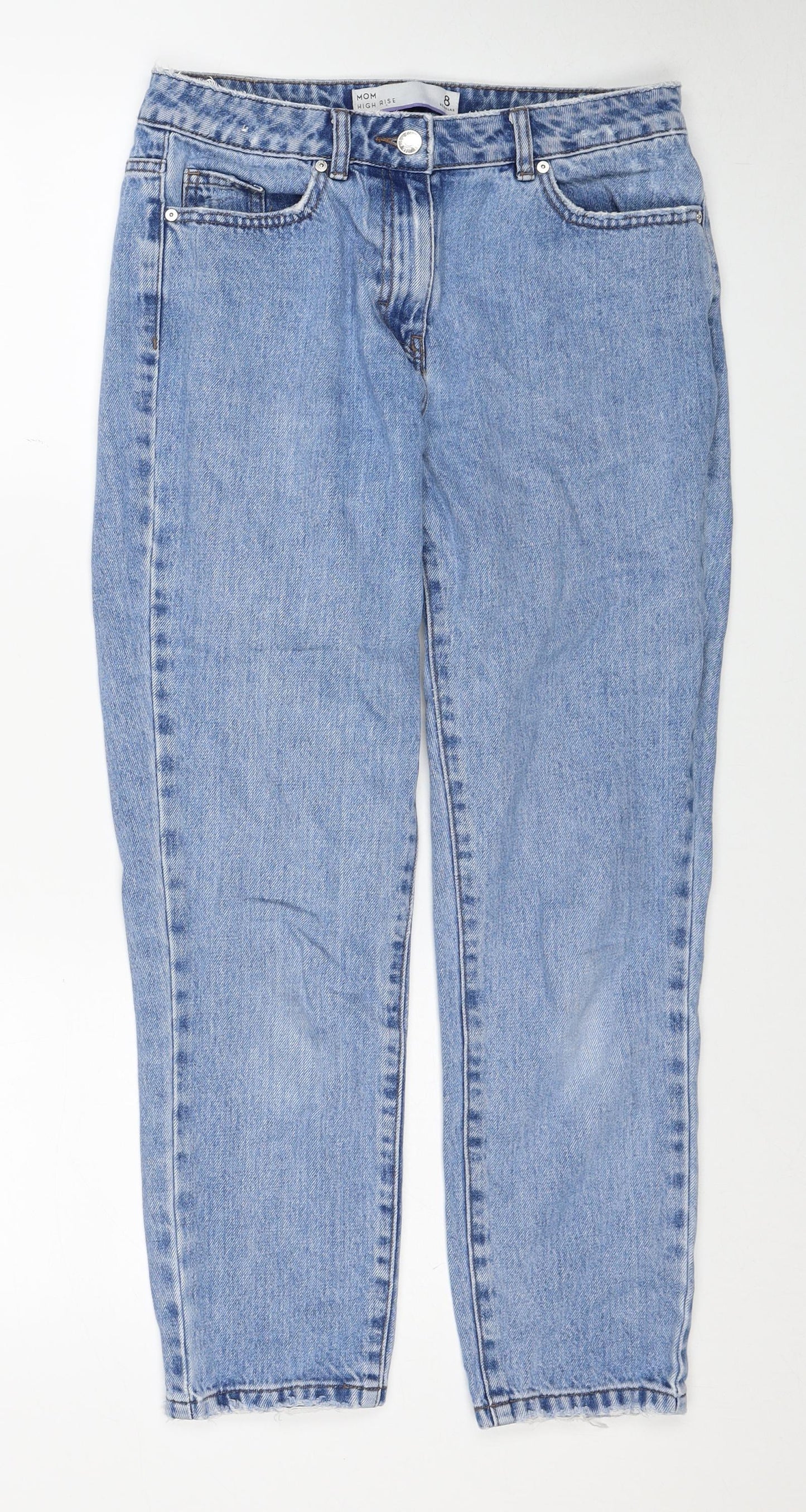 NEXT Womens Blue Cotton Straight Jeans Size 8 Regular Zip