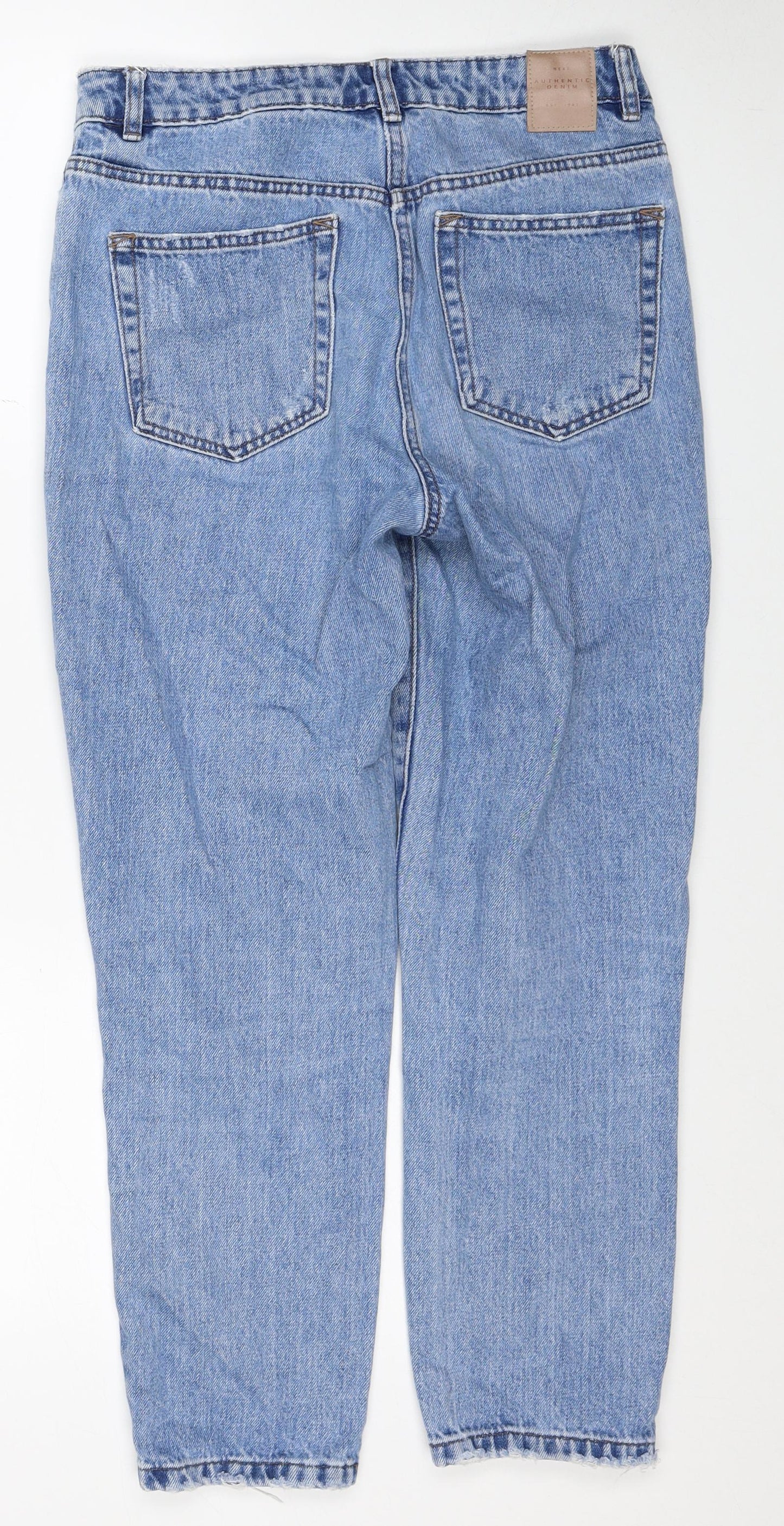 NEXT Womens Blue Cotton Straight Jeans Size 8 Regular Zip