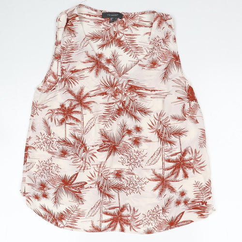 Atmosphere Womens Red Geometric Polyester Basic Tank Size 12 V-Neck - Palm Tree Print