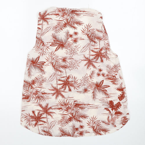Atmosphere Womens Red Geometric Polyester Basic Tank Size 12 V-Neck - Palm Tree Print