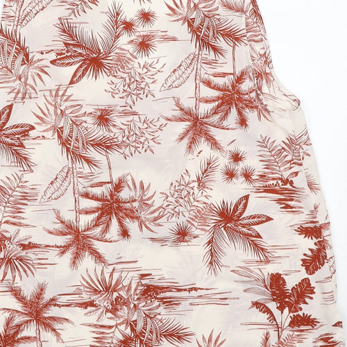 Atmosphere Womens Red Geometric Polyester Basic Tank Size 12 V-Neck - Palm Tree Print