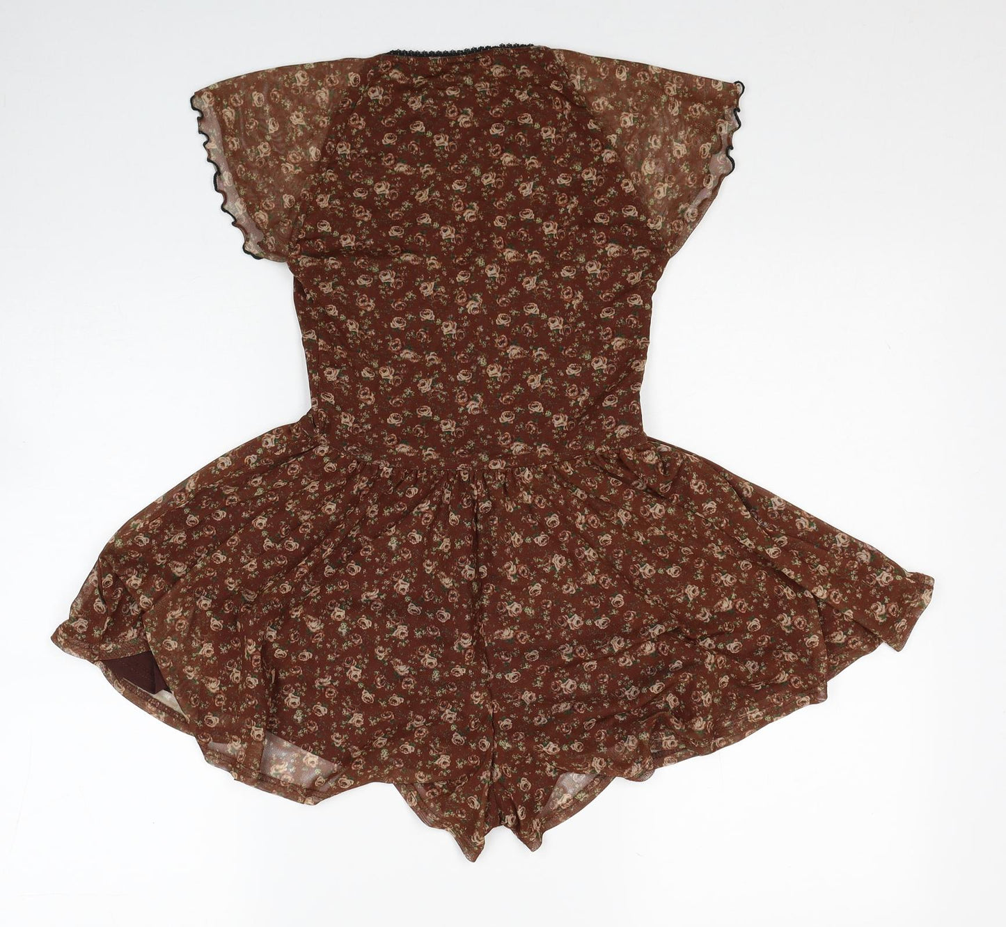 Urban Outfitters Womens Brown Floral Polyester Playsuit One-Piece Size XS Pullover