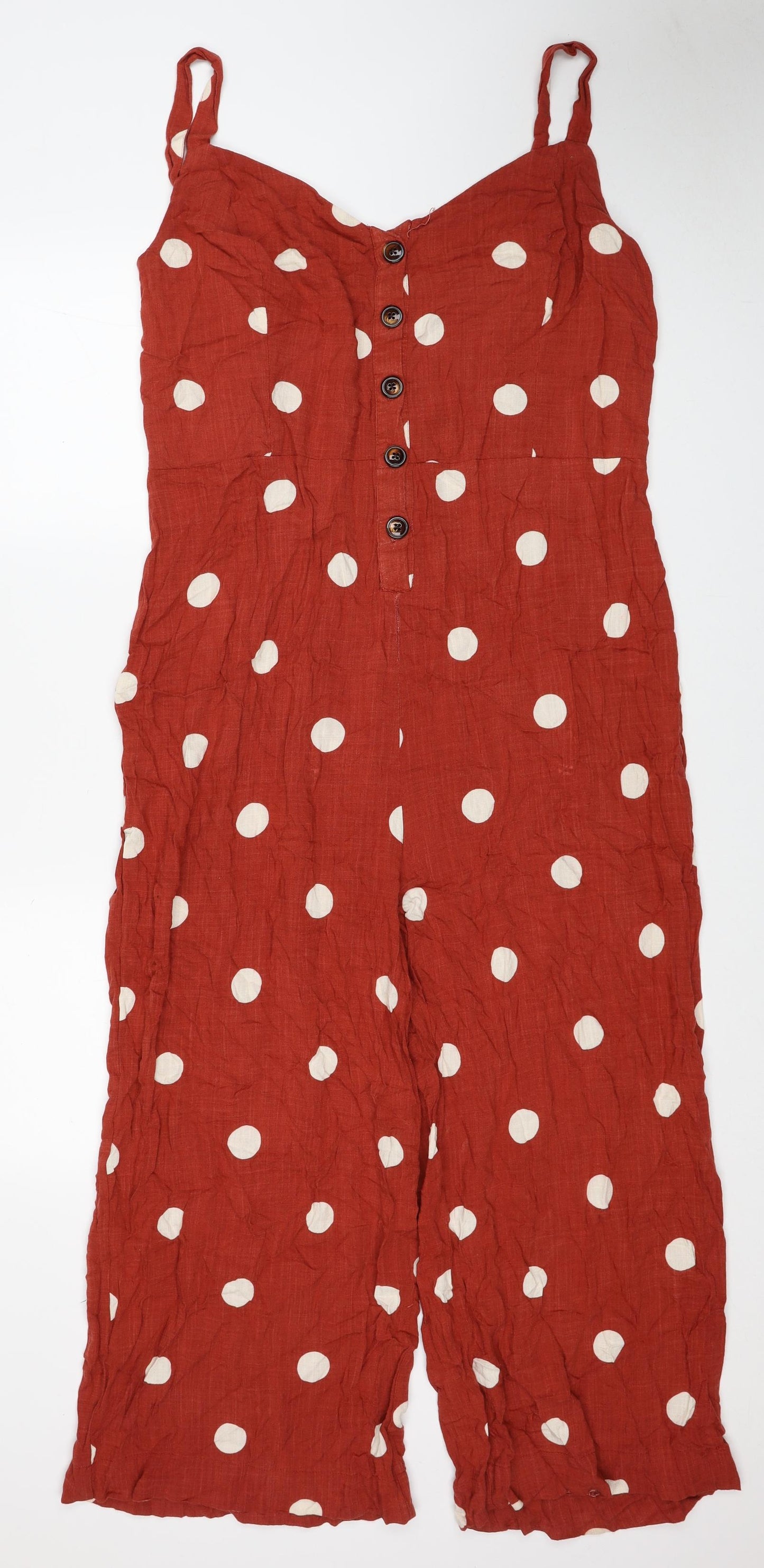 Primark Womens Red Polka Dot Viscose Jumpsuit One-Piece Size 20 Pullover