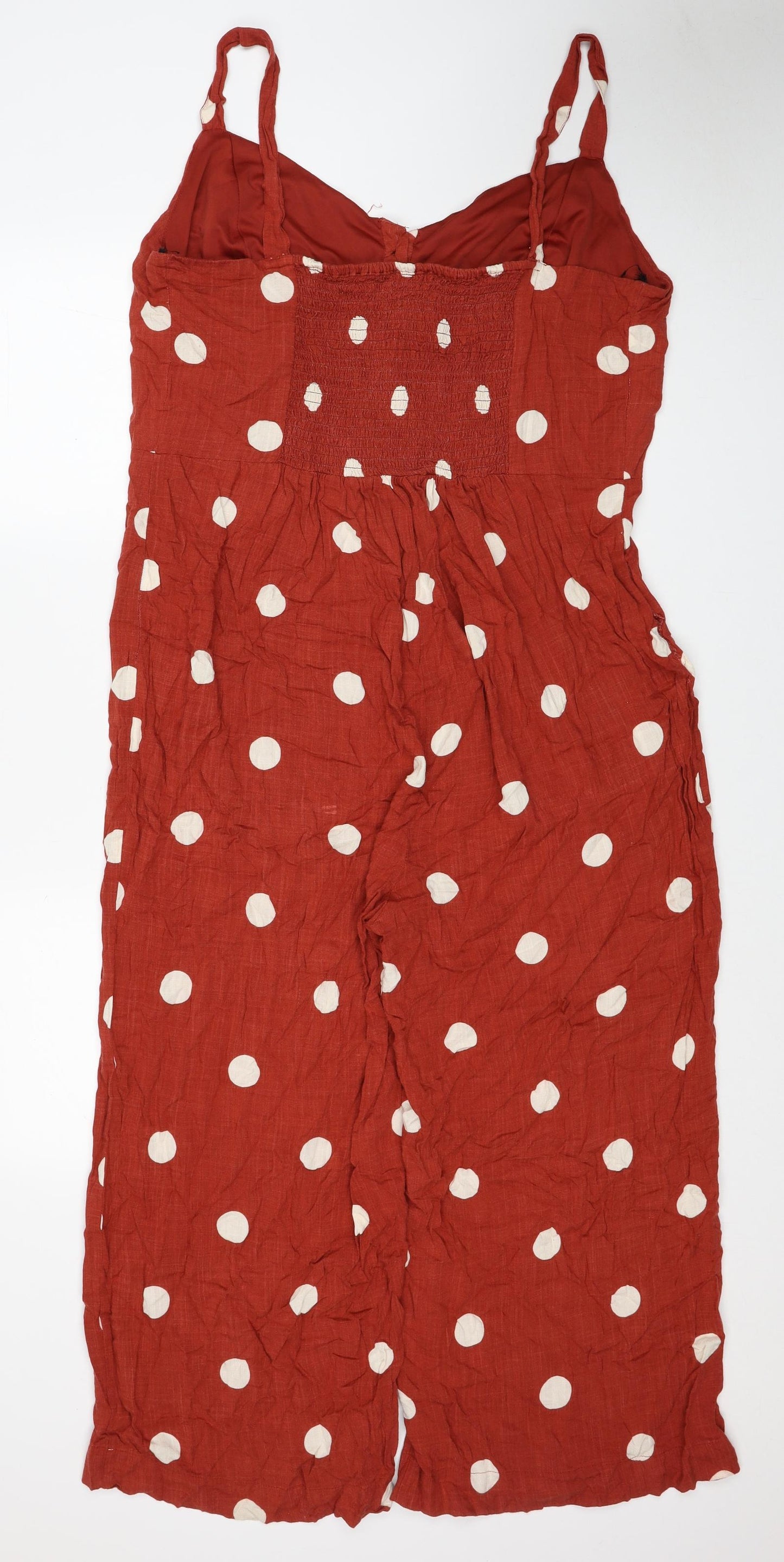 Primark Womens Red Polka Dot Viscose Jumpsuit One-Piece Size 20 Pullover