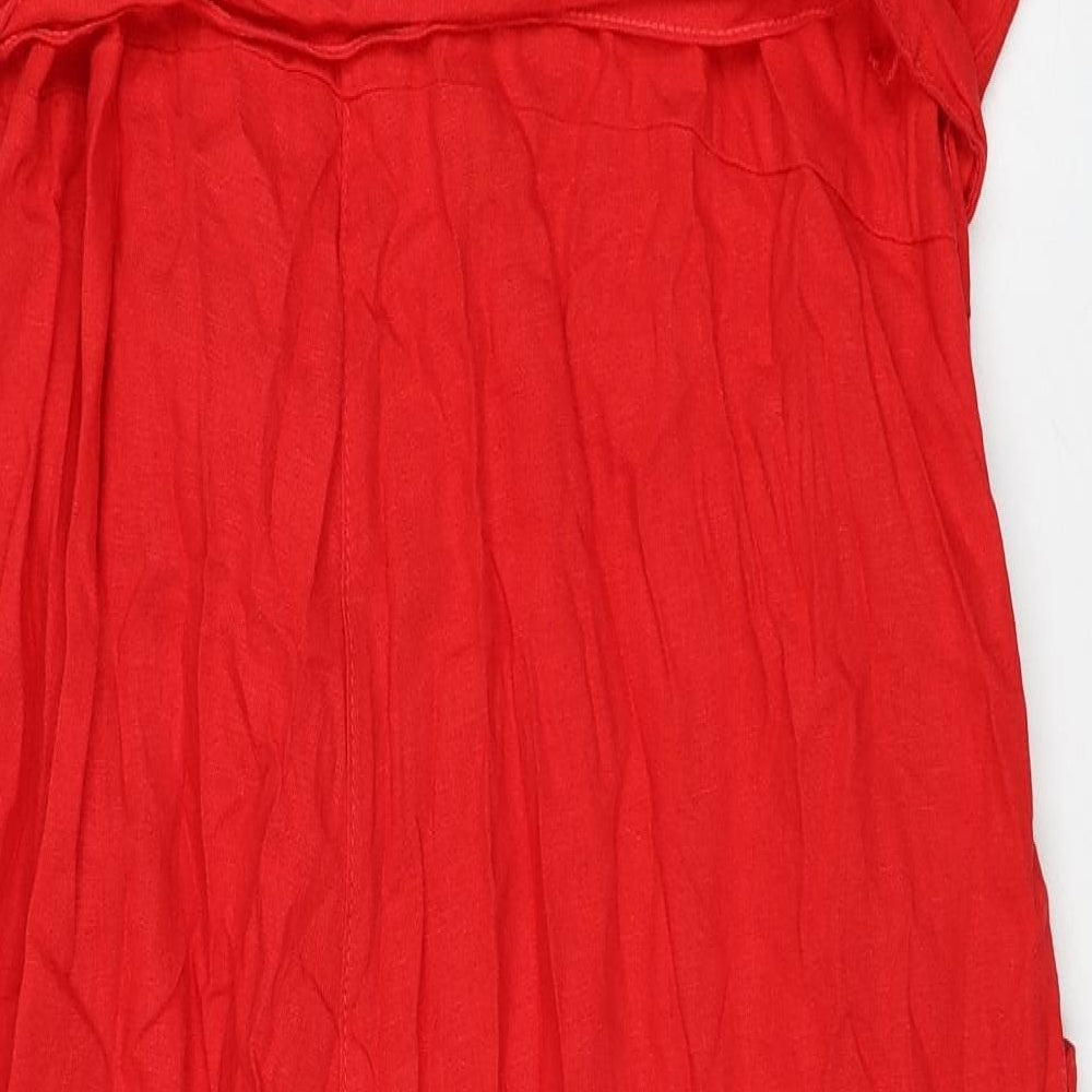 George Womens Red Linen Jumpsuit One-Piece Size 20 Button