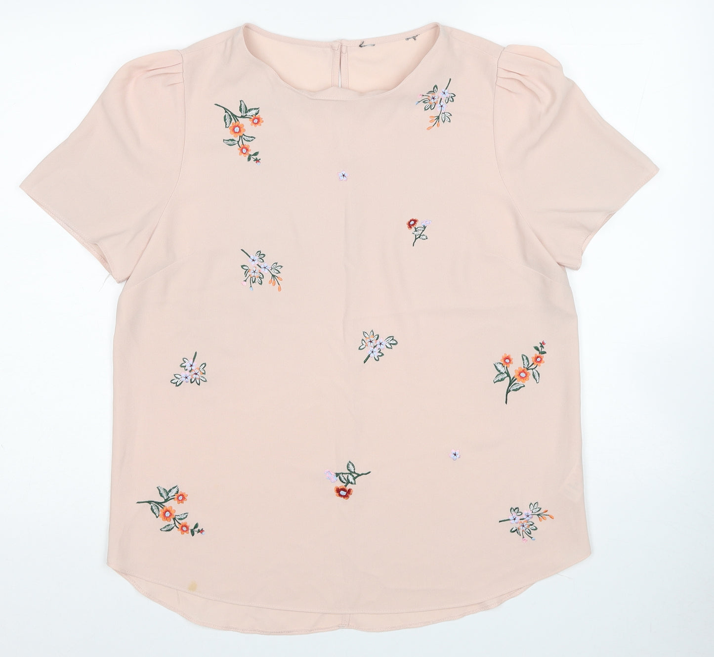 Dorothy Perkins Womens Beige Polyester Basic Blouse Size 12 Round Neck