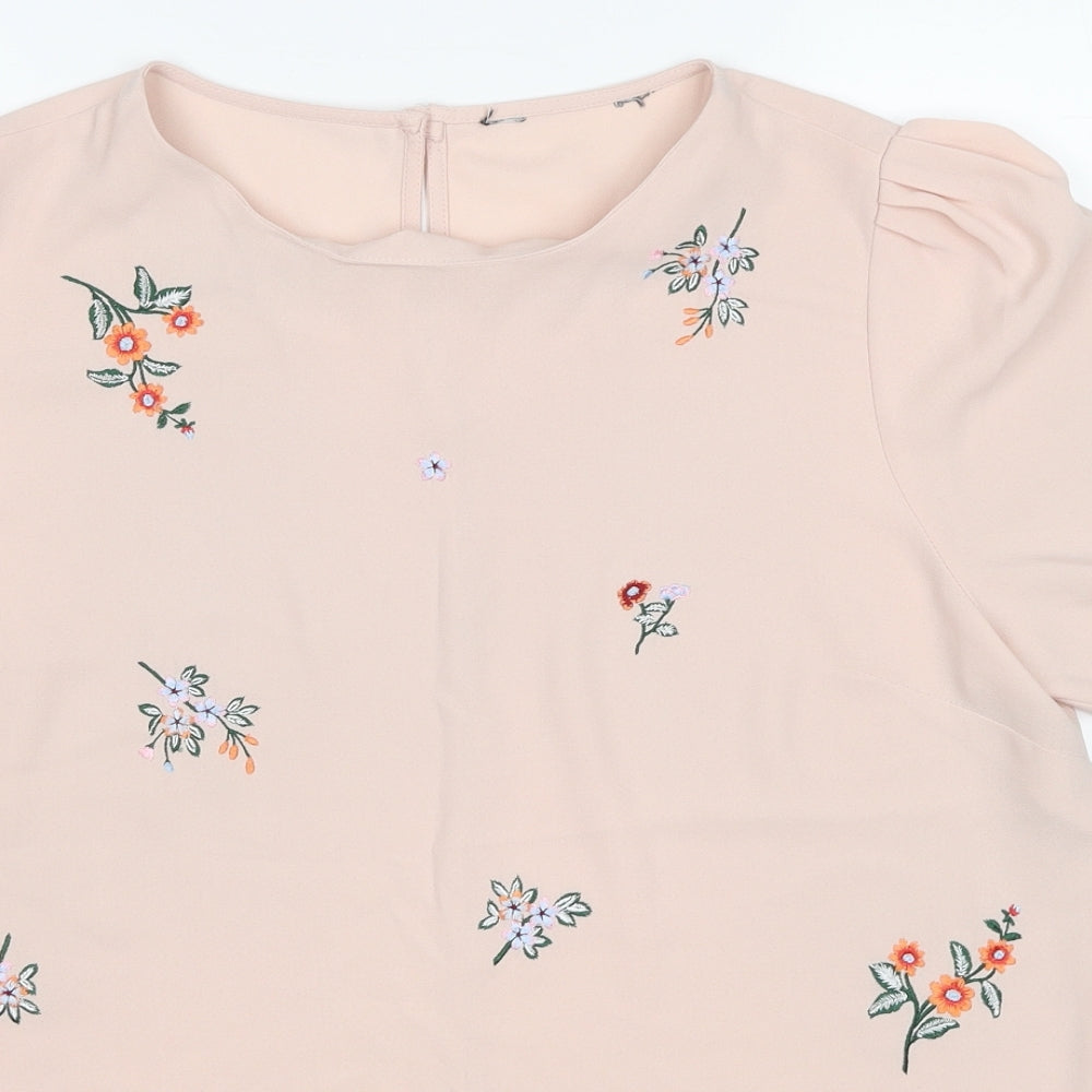 Dorothy Perkins Womens Beige Polyester Basic Blouse Size 12 Round Neck