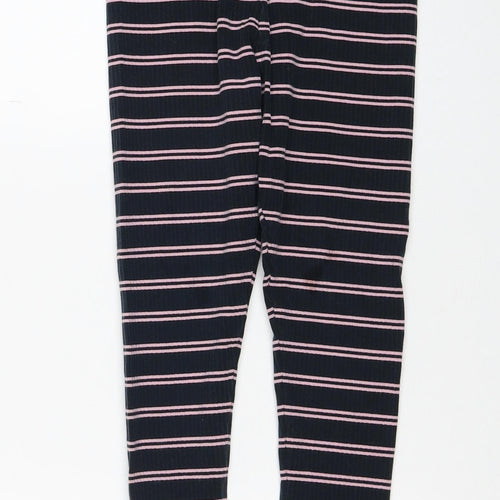 NEXT Girls Blue Striped Cotton Jogger Trousers Size 9 Months Regular Pullover - Leggings