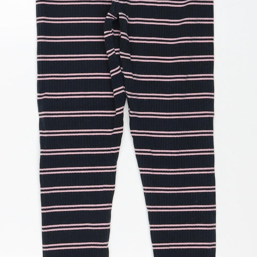 NEXT Girls Blue Striped Cotton Jogger Trousers Size 9 Months Regular Pullover - Leggings