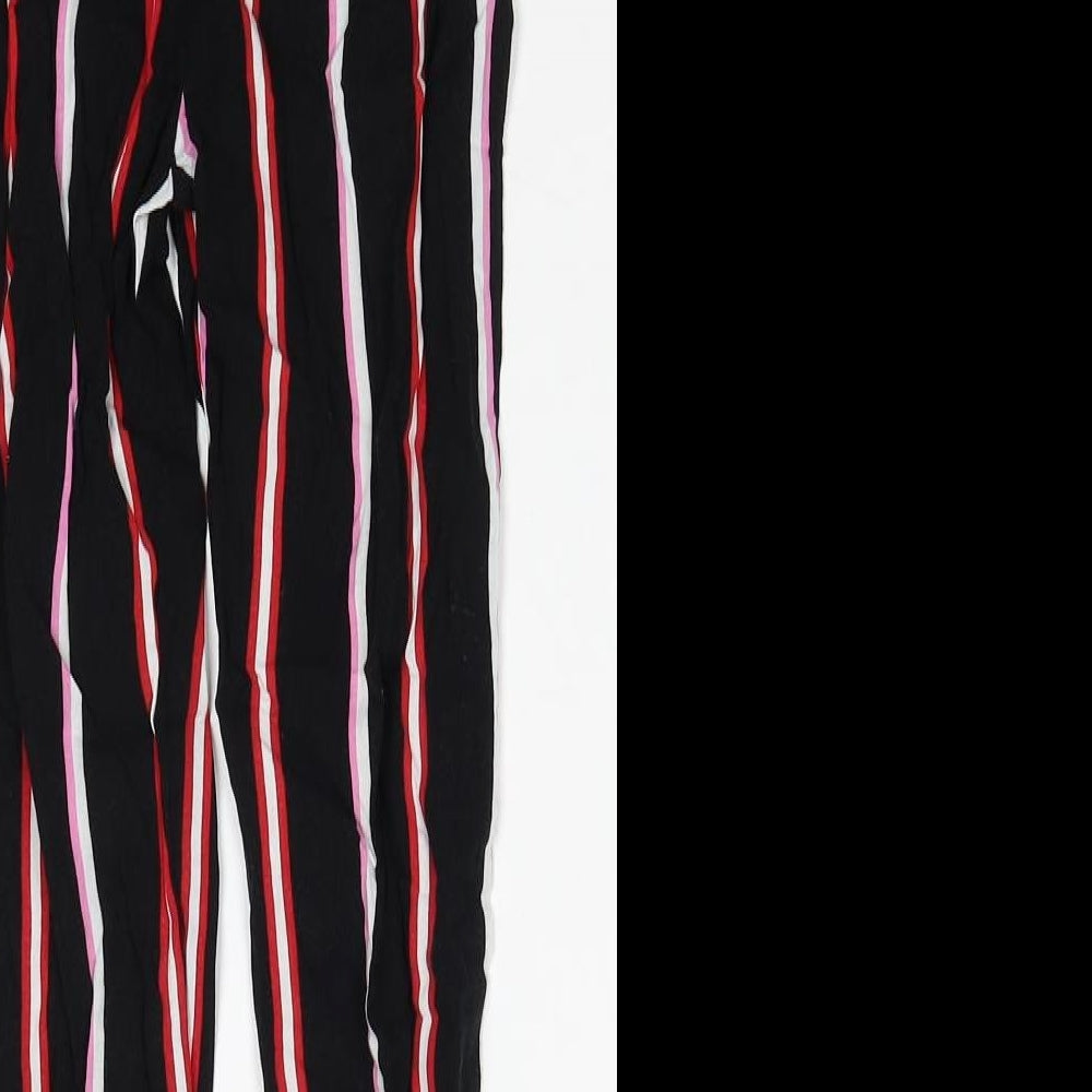Primark Girls Black Striped Viscose Jogger Trousers Size 8-9 Years Regular Pullover