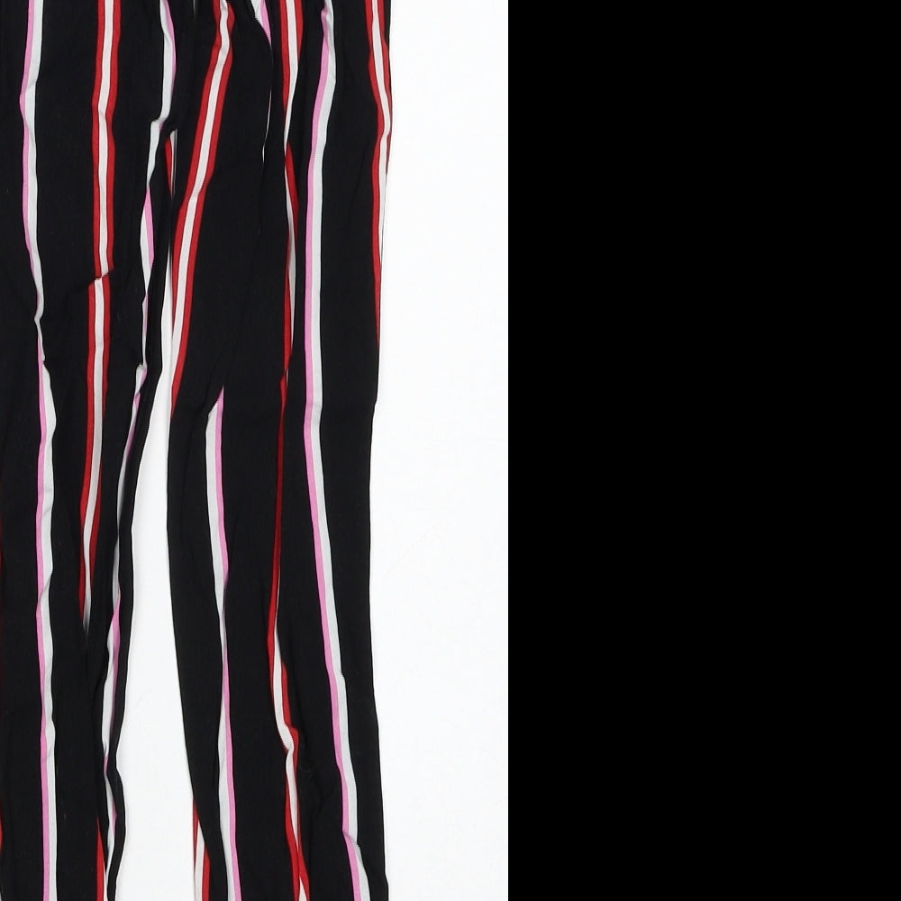 Primark Girls Black Striped Viscose Jogger Trousers Size 8-9 Years Regular Pullover