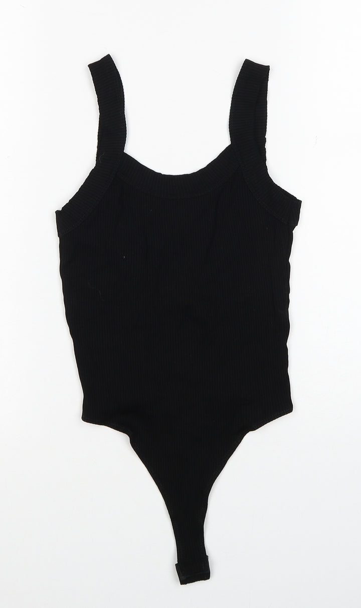 ASOS Womens Black Viscose Bodysuit One-Piece Size 6 Snap