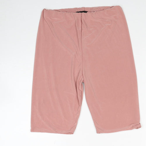 PRETTYLITTLETHING Womens Pink Polyester Compression Shorts Size 8 Regular Pull On