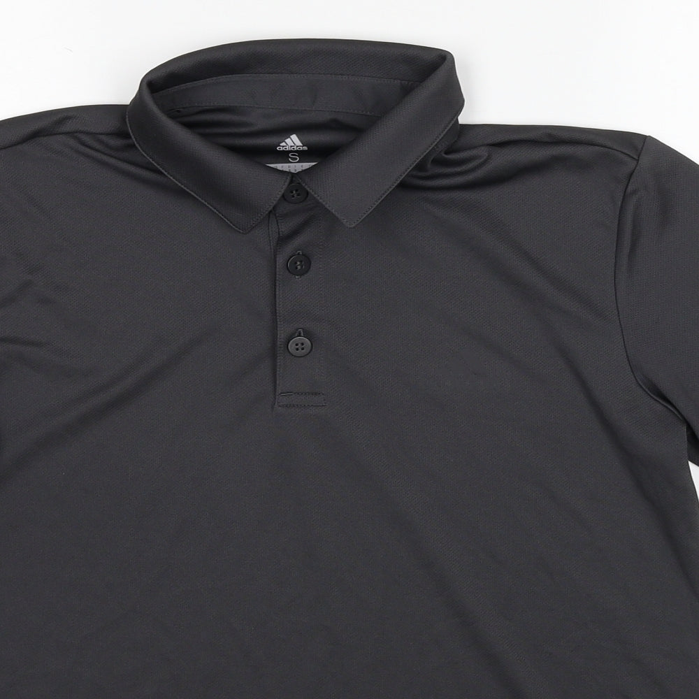 adidas Mens Grey Polyester Basic Polo Size S Collared Pullover