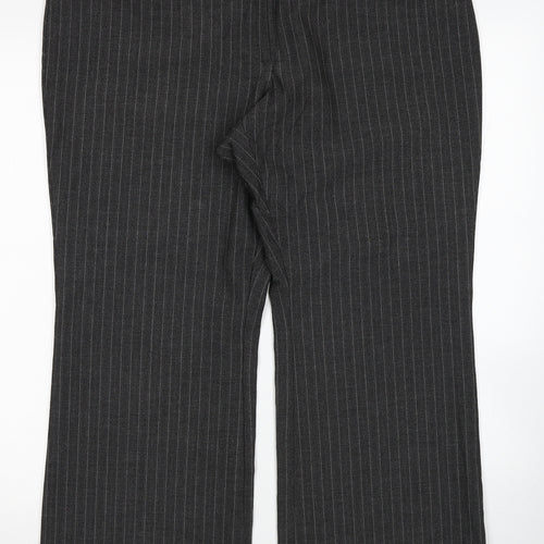 Marks and Spencer Womens Grey Striped Polyester Dress Pants Trousers Size 18 Regular Zip