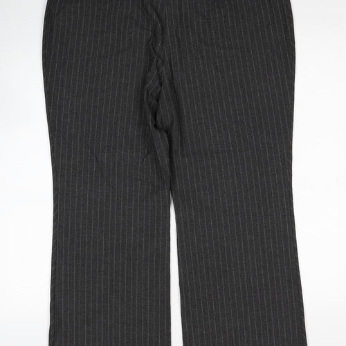 Marks and Spencer Womens Grey Striped Polyester Dress Pants Trousers Size 18 Regular Zip