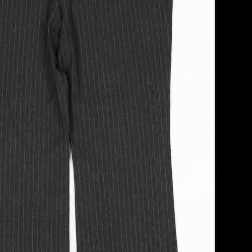 Marks and Spencer Womens Grey Striped Polyester Dress Pants Trousers Size 18 Regular Zip