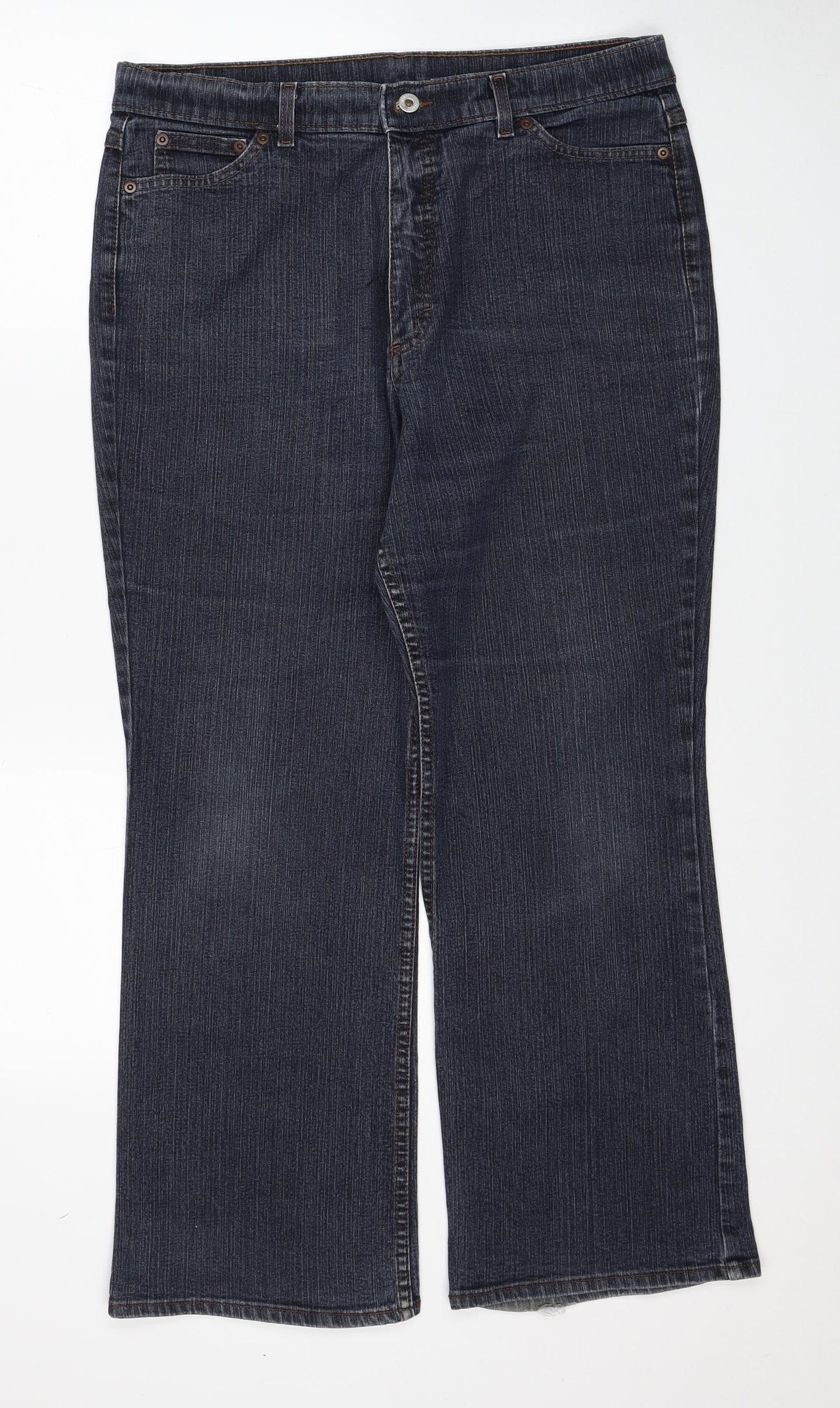 Marks and Spencer Womens Blue Cotton Bootcut Jeans Size 18 Regular Zip