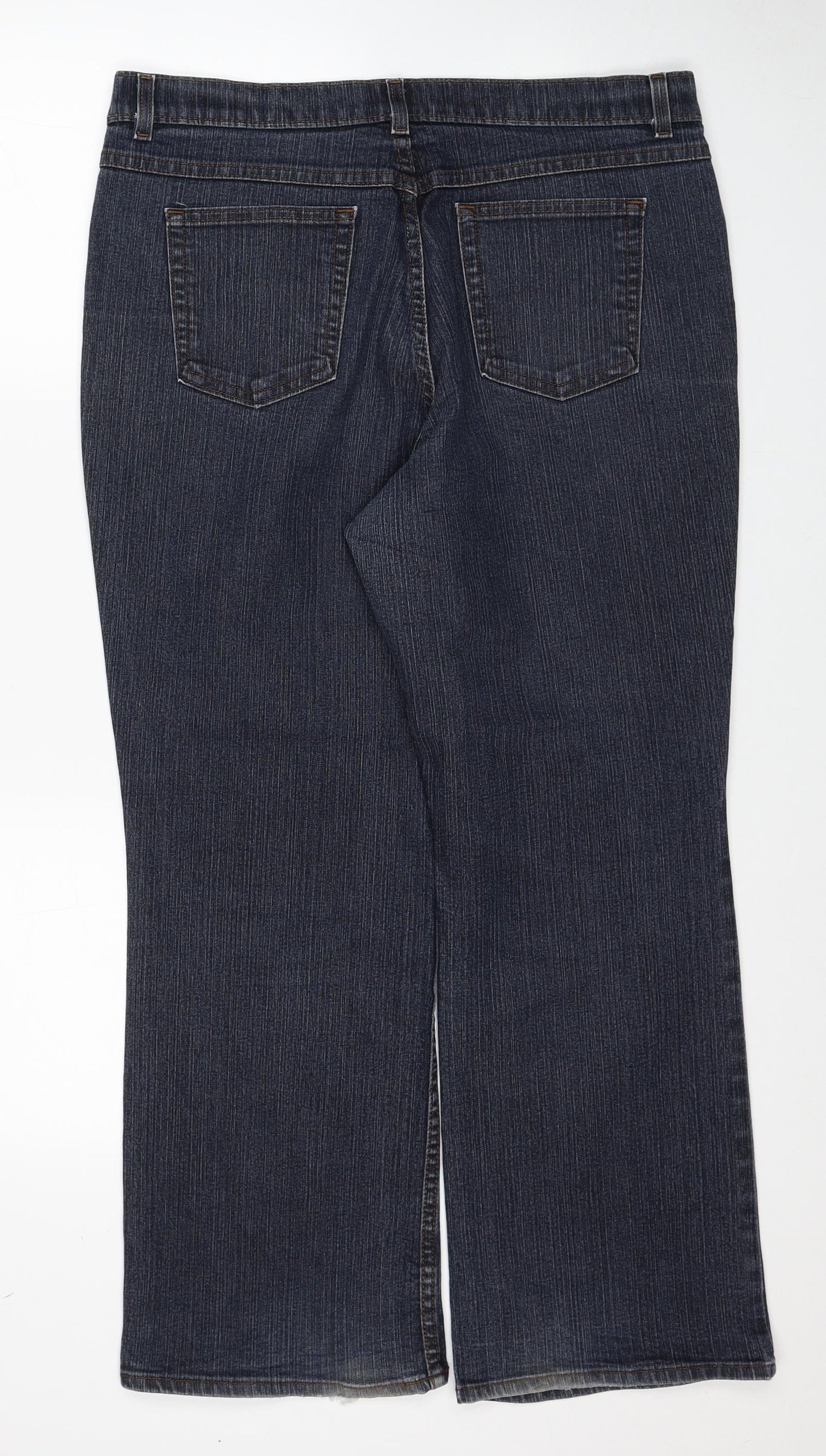 Marks and Spencer Womens Blue Cotton Bootcut Jeans Size 18 Regular Zip