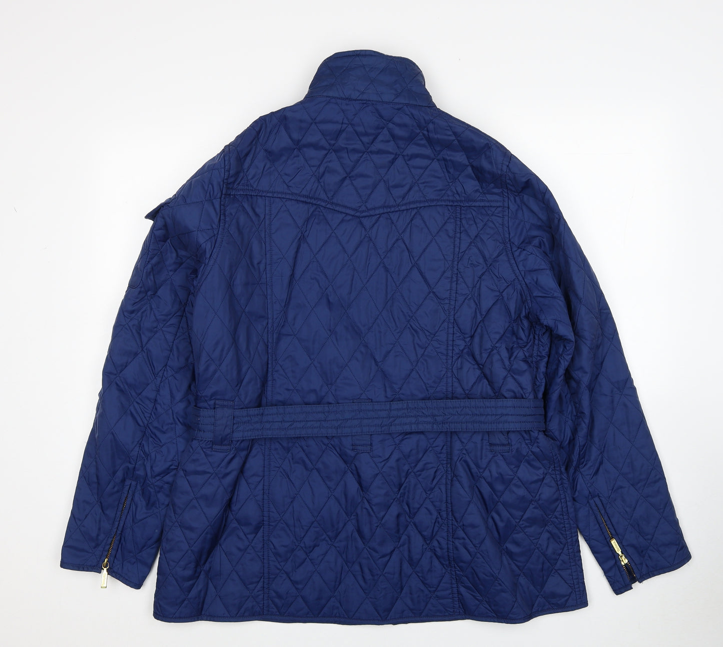 Barbour Womens Blue Geometric Quilted Jacket Size 18 Zip