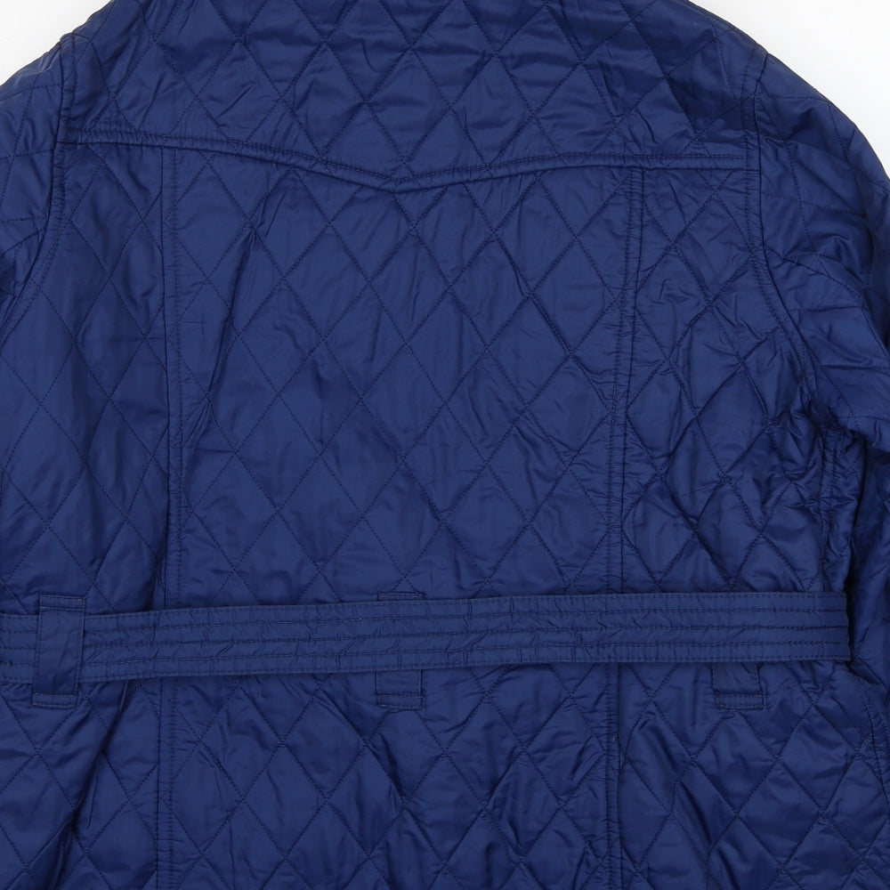 Barbour Womens Blue Geometric Quilted Jacket Size 18 Zip